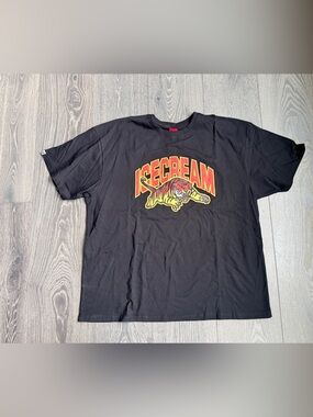 Ice Cream Tiger Short Sleeve Tee in Black Size 2XL
